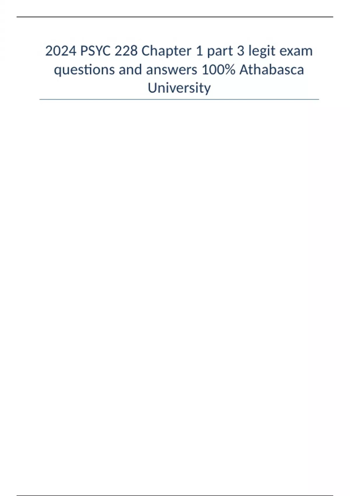 2024 PSYC 228 Chapter 1 part 3 legit exam questions and answers 100% ...
