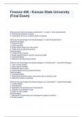Finance 450 - Kansas State University &lpar;Final Exam&rpar; Questions and Answers 100&percnt; Correct