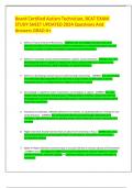Board Certified Autism Technician&comma; BCAT EXAM STUDY SHEET UPDATED 2024 Questions And Answers GRAD A&plus;