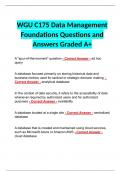 WGU C175 Data Management Foundations Questions and Answers Graded A+