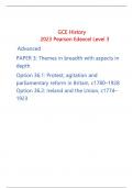 merged question and mark scheme GCE History 2023 Pearson Edexcel Level 3 Advanced PAPER 3: Themes in breadth with aspects in depth Option 36.1: Protest, agitation and parliamentary reform in Britain, c1780–1928 Option 36.2: Ireland and the Union, c1774– 1