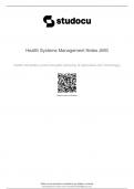 Health Systems Management Notes JMG