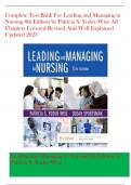 Complete Test Bank For Leading and Managing in Nursing 8th Edition by Patricia S. Yoder-Wise All Chapters Covered Revised And Well Explained Updated 2023