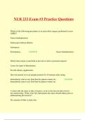 NUR 233 Exam 3 Practice Questions 2024/2025