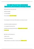 CA DMV Permit Test  Questions and Answers Already Passed