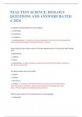TEAS TEST SCIENCE&period; BIOLOGY QUESTIONS AND ANSWERS RATED A 2024&period;