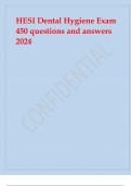 HESI Dental Hygiene Exam 450 questions and answers 2024
