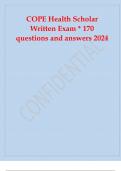 COPE Health Scholar Written Exam 170 questions and answers 2024