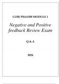 G150 PHA1500 MODULE 1 NEGATIVE AND POSITIVE FEEDBACK REVIEW EXAM Q & A 2024