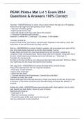 PEAK Pilates Mat Lvl 1 Exam 2024 Questions & Answers 100&percnt; Correct