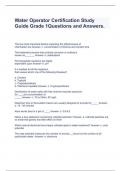 Water Operator Certification Study Guide Grade 1Questions and Answers