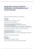 Wastewater Treatment Operator Certification Test #2 Questions and Correct Answers