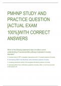 PMHNP STUDY AND  PRACTICE QUESTION  [ACTUAL EXAM 100%]WITH CORRECT  ANSWERS