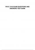 PSYC 3140 EXAM QUESTIONS AND ANSWERS TEST BANK
