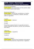 CGFM - Exam 1&colon; Government Environment Questions And Answers 