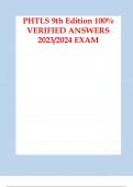 PHTLS 9th Edition 100% VERIFIED ANSWERS 2023 2024 EXAM
