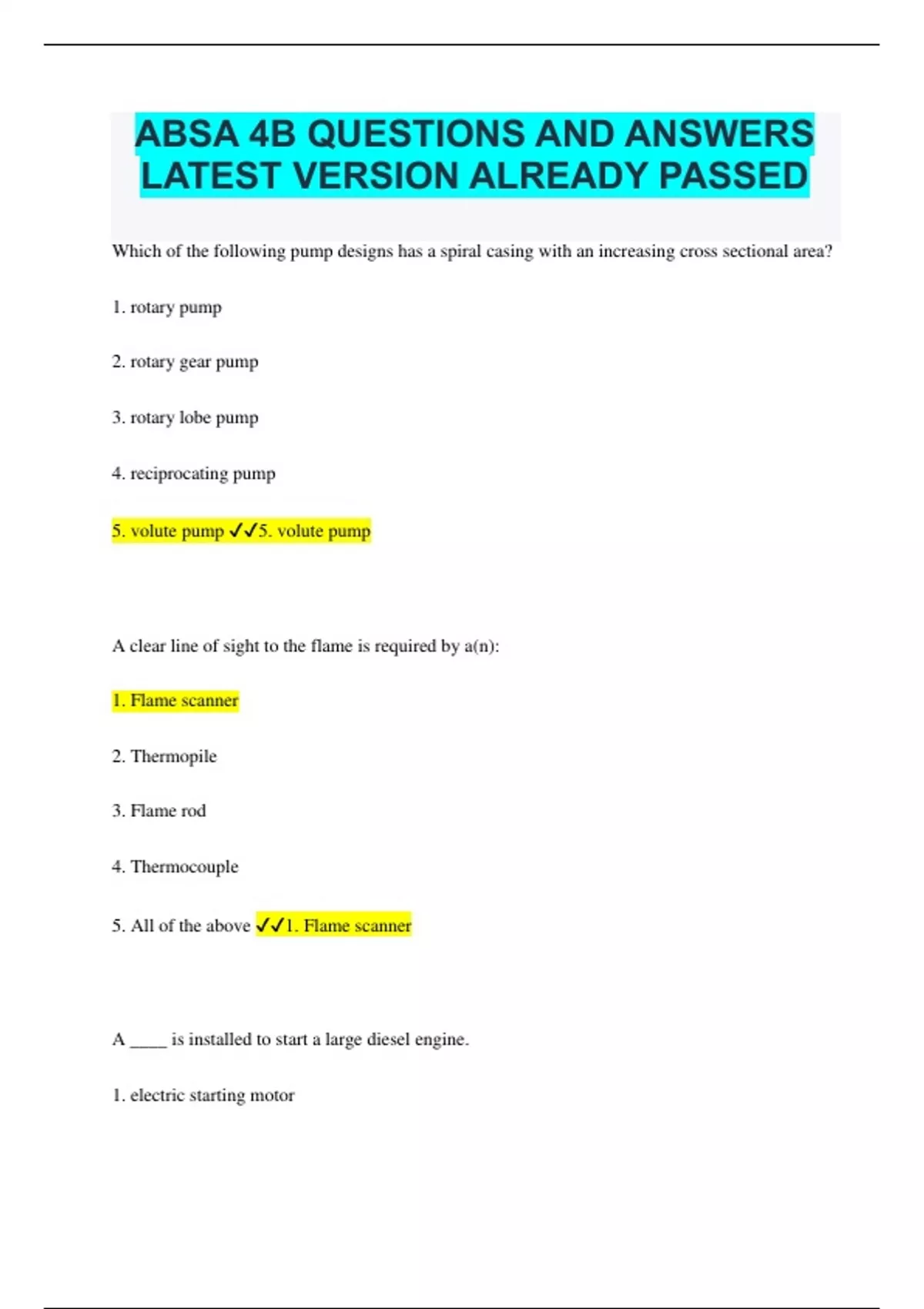 Absa Faqs.pdf ABSA 4B QUESTIONS AND ANSWERS LATEST VERSION ALREADY PASSED - ABSA 4B ...