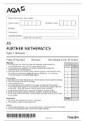 AQA AS FURTHER MATHEMATICS 7366/2M Paper 2 Mechanics Version: 1.0 Final G/LM/Jun23