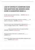 LAW OF CONTRACTS CHAMPIONS EXAM  2024 QUESTIONS AND ANSWERS GOOD  SCORE IS GUARANTEED GRADE A+