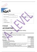AQA 2023 A-level ACCOUNTING 7127/2 Paper 2 Accounting for analysis and decision-making Question Paper & Mark scheme (Merged) June 2023 [VERIFIED