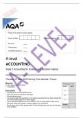 AQA 2023 A-level ACCOUNTING 7127&sol;2 Paper 2 Accounting for analysis and decision-making Question Paper & Mark scheme &lpar;Merged&rpar; June 2023 &lbrack;VERIFIED