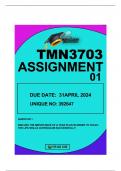 TMN3703 ASSIGNMENT 01 DUE 31APRIL 2024 UNIQUE NO:392647