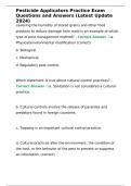 Pesticide Applicators Practice Exam Questions and Answers &lpar;Latest Update 2024&rpar;