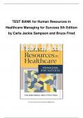 Test Bank for Human Resources in Healthcare Managing for Success 5th Edition