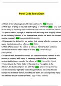 Penal Code Topic Exam Questions with Answers 2024&sol;2025 Solution guide verified 100&percnt;