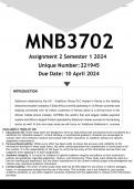 MNB3702 Assignment 1 &lpar;ANSWERS&rpar; Semester 1 2024 - DISTINCTION GUARANTEED