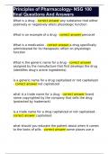 Principles of Pharmacology- NSG 100 final Questions And Answers 
