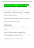 Kentucky Portion &mdash; Real Estate Exam with Guaranteed Accurate Answers