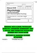 EDEXCEL GCE A-LEVEL PSYCOLOGY (6PS01/01) 2024 ADVANCED SUBSIDIARY UNIT 1, SOCIAL AND COGNITIVE PSYCOLOGY SUMMER MAY EXAM PAPER (AUTHENTIC MARKING SCHEME ATTACHED)