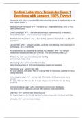 Medical Laboratory Technician Exam 1 Questions with Answers 100&percnt; Correct  