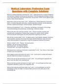 Medical Laboratory Profession Exam Questions with Complete Solutions 