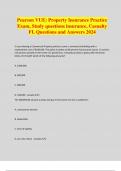 Pearson VUE&colon; Property Insurance Practice Exam&comma; Study questions insurance&comma; Casualty FL Questions and Answers 2024