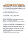 Medical Laboratory Certification Questions with Answers 100&percnt; Correct 