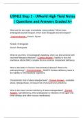 USMLE Step 1 - UWorld High Yield Notes | Questions and Answers Graded A+