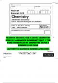 PEARSON EDEXCEL A-LEVEL CHEMISTRY 6CH ADVANCED  SUMMER EXAM SAMPLES AUTHENTIC MARKING SCHEME ATTACHED