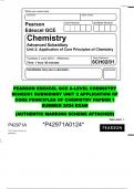 PEARSON EDEXCEL GCE A-LEVEL CHEMISTRY 6CH02/01 SUBSIDIARY UNIT 2 APPLICATION OF CORE PRINCIPLES OF CHEMISTRY PAPERR 1 SUMMER 2024 EXAM  (AUTHENTIC MARKING SCHEME ATTACHED)
