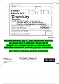 PEARSON EDEXCEL A-LEVEL CHEMISTRY 6CH ADVANCED  SUMMER EXAM SAMPLES AUTHENTIC MARKING SCHEME ATTACHED