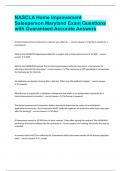 NASCLA Home Improvement Salesperson Maryland Exam Questions with Guaranteed Accurate Answers