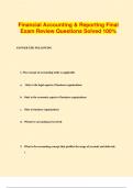 Financial Accounting & Reporting Final Exam Review Questions Solved 100&percnt;