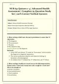 NUR 631 Quizzes 1&ndash;4 &vert; Advanced Health Assessment &vert; Complete 75-Question Study Set &vert; 100&percnt; Correct Verified Answers