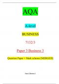 AQA A-level BUSINESS 7132/3 Paper 3 Business 3 Question Paper & Mark scheme (Merged) June 2023 [VERIFIED]
