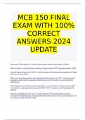 MCB 150 FINAL EXAM WITH 100% CORRECT ANSWERS 2024 UPDATE