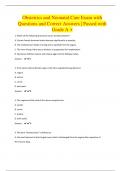 Obstetrics and Neonatal Care Exam with Questions and Correct Answers &vert; Passed with Grade A &plus;