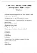 Child Health Nursing Exam 2 Study Guide Questions With Complete Solutions