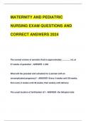 MATERNITY AND PEDIATRIC  NURSING EXAM QUESTIONS AND  CORRECT ANSWERS 2024