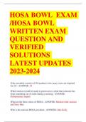 HOSA BOWL EXAM  /HOSA BOWL  WRITTEN EXAM  QUESTION AND  VERIFIED  SOLUTIONS  LATEST UPDATES  2023-2024